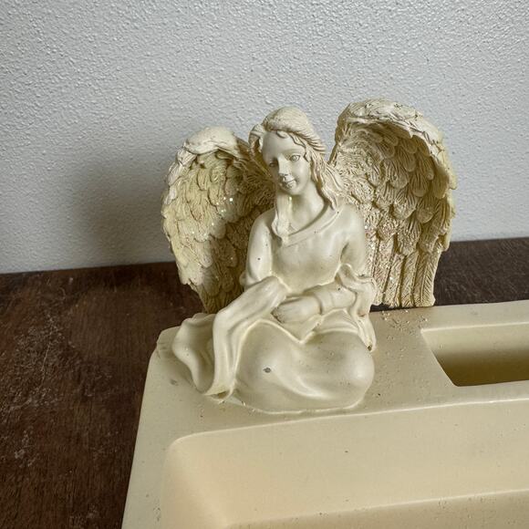 Angelstar Angel Desk Event Decorative Organizer Dish Cream Resin with Glitter - Picture 7 of 10
